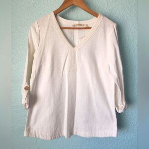Soft Surroundings Cotton White Blouse Elegant and Versatile